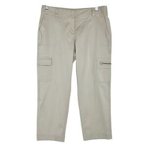 J JILL Cargo Crop Pants Petite Soap Stone Stretch Pockets Lightweight Capri NWT